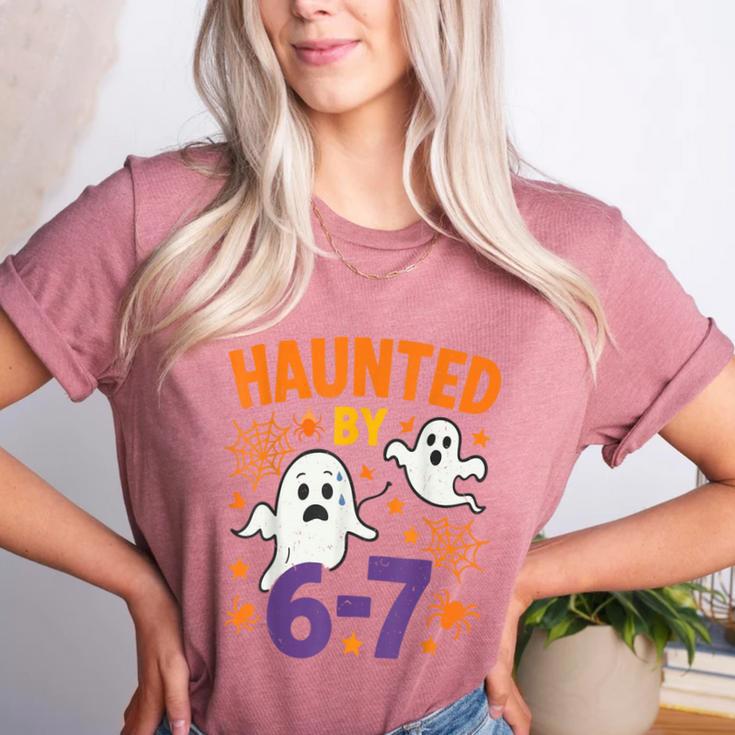 Haunted 67 Ghost Math Teacher Halloween Costume Math Pun Women's Heather T-Shirt