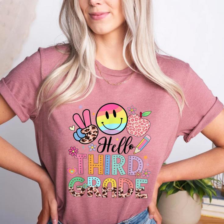 Hello 3rd Grade Boy Girl Teacher Back To School 3rd Grade Women's Heather T-Shirt