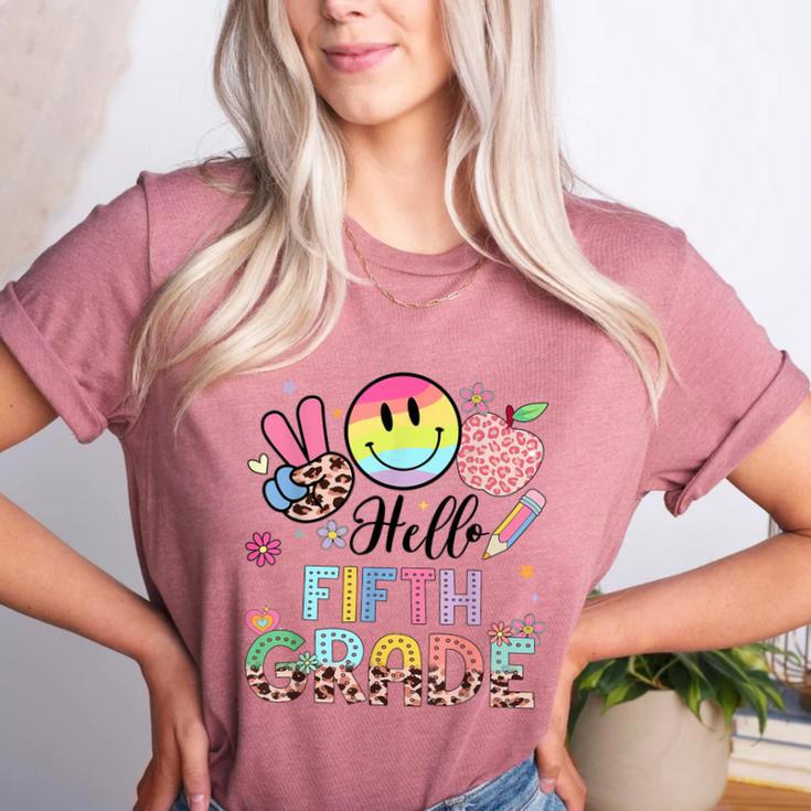 Hello 5th Grade Boy Girl Teacher Back To School 5th Grade Women's Heather T-Shirt