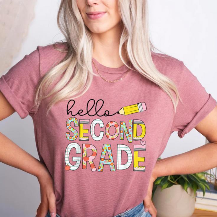 Hello Second Grade Team 2nd Grade Back To School Teacher Kid Women's Heather T-Shirt