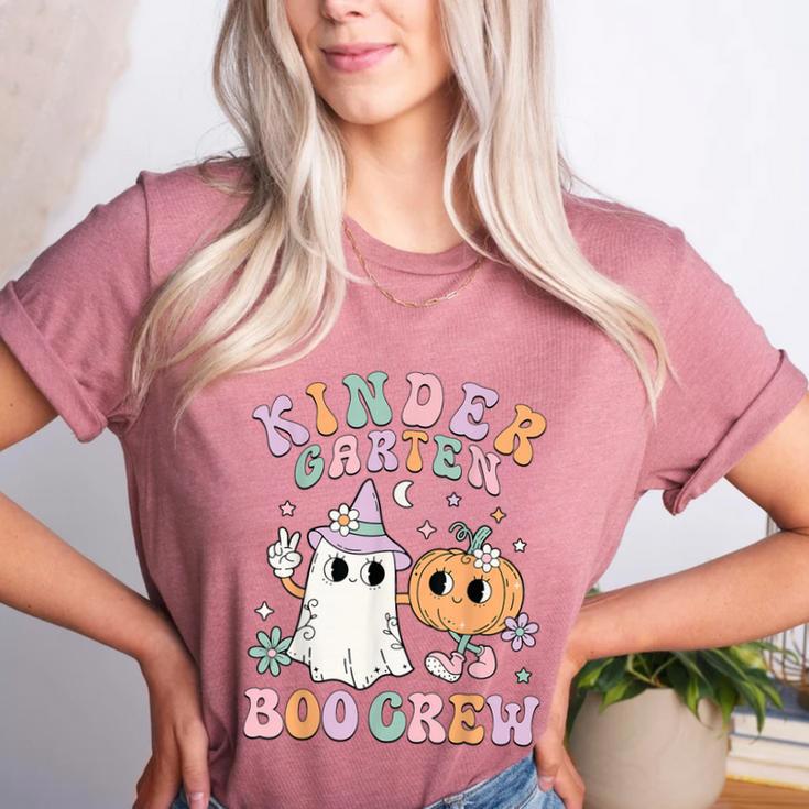 Kindergarten Boo Crew Halloween Floral Ghost Kinder Teacher Women's Heather T-Shirt