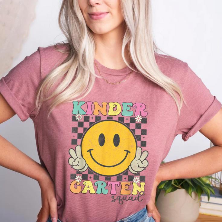 Kindergarten Squad Smile Face Teachers Kids Back To School Women's Heather T-Shirt