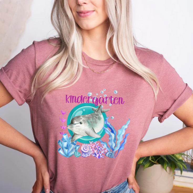 Kindergarten Teacher Dolphin Ocean Life Teaching Team Spirit Women's Heather T-Shirt