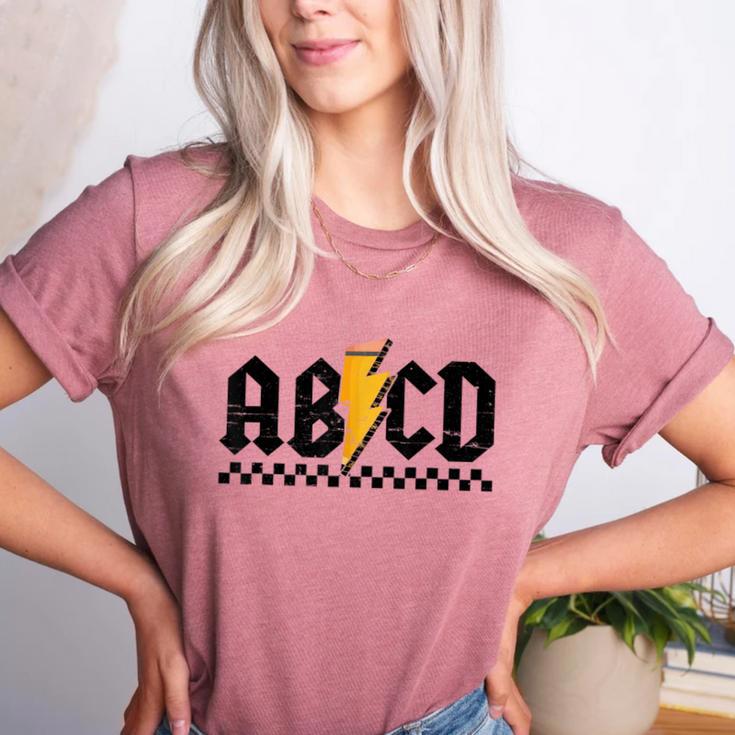 Lightning Pencil Rock'n Roll ABCD Teacher Back To School Kid Women's Heather T-Shirt