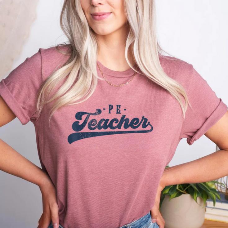 PE Teacher Cute Vintage Graphic Physical Education Teacher Women's Heather T-Shirt