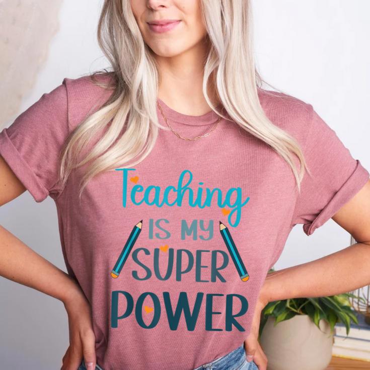 Retro Groovy Teaching Is My Super Power Teacher's Present Men Women Women's Heather T-Shirt