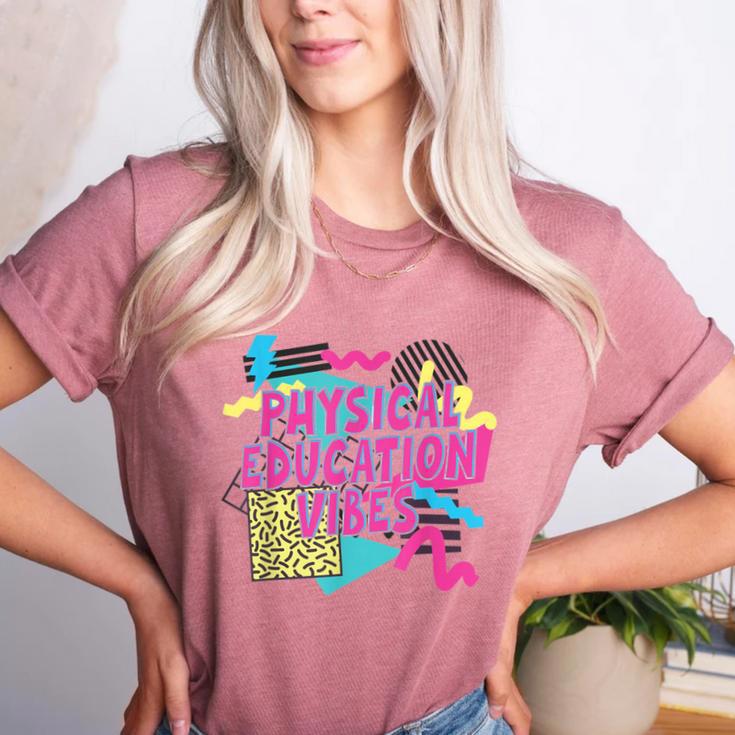 Retro Physical Education Vibes Gym Teacher Phys Ed Teacher Women's Heather T-Shirt