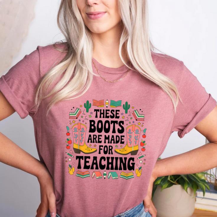 These Boots Are Made Teaching Western Cowboy Teacher Women's Heather T-Shirt
