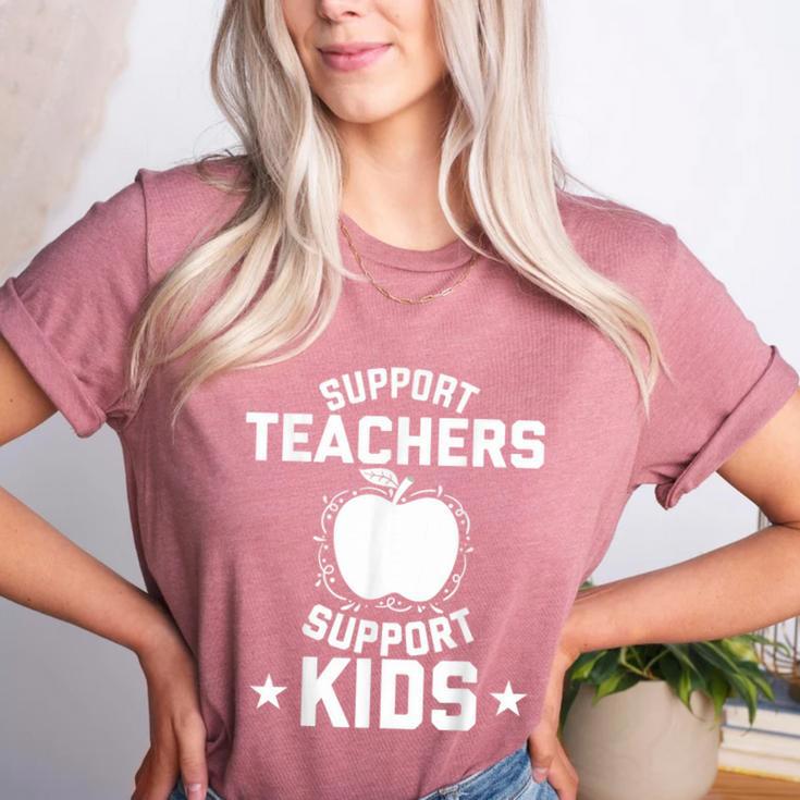 Support Teachers Support Kids Teacher Red For Ed 2019 Women's Heather T-Shirt