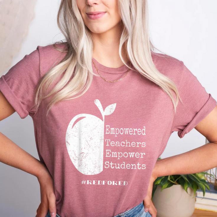 Teacher Empower Student Teacher Protest Supporter Red For Ed Women's Heather T-Shirt