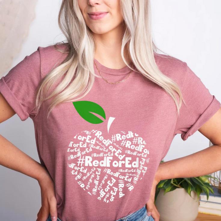 Teacher Shirt Red For Ed Teacher Protest Shirt T-Shirt Women's Heather T-Shirt