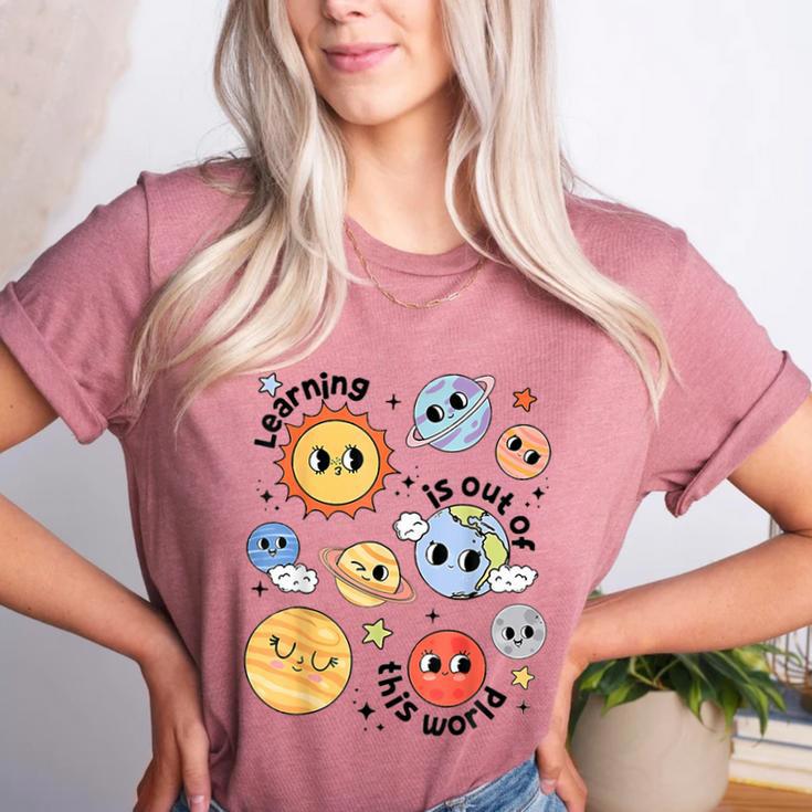 Teacher Space Science Learning Is Out Of World Solar System Women's Heather T-Shirt