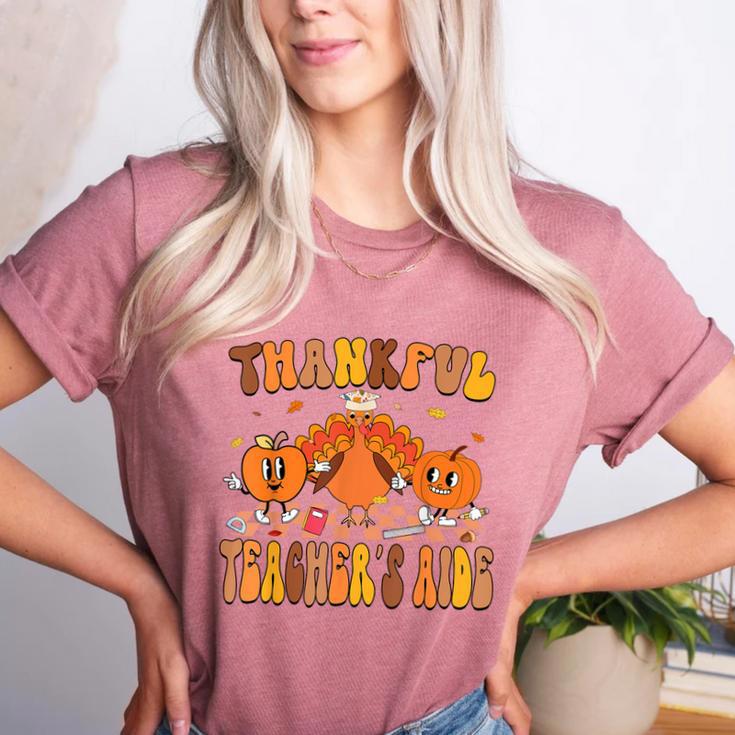 Thankful Teacher's Aide Thanksgiving Autumn Fall Women Men Women's Heather T-Shirt