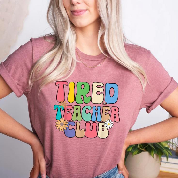 Tired Teachers Club Groovy Teachers Back To School Women's Heather T-Shirt