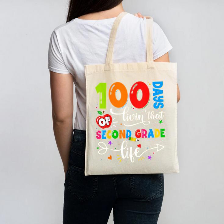 100 Days Of Living That 2nd Grade Life Boy Girl Teacher Canvas Tote Bag