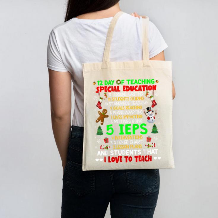 12 Days Of Teaching Special Education IEPS SPED Teacher Xmas Canvas Tote Bag