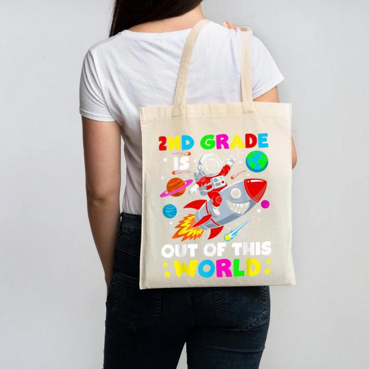 2nd Grade Is Out Of This World Space Rocket Planets Teacher Canvas Tote Bag