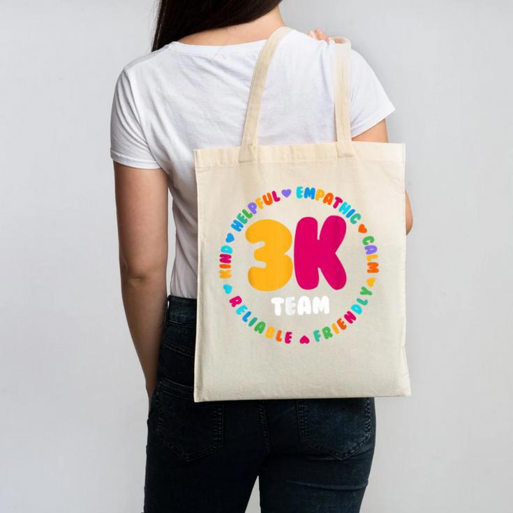 3K Team & Teacher Squad Threes Crew PreK Elementary Team Canvas Tote Bag
