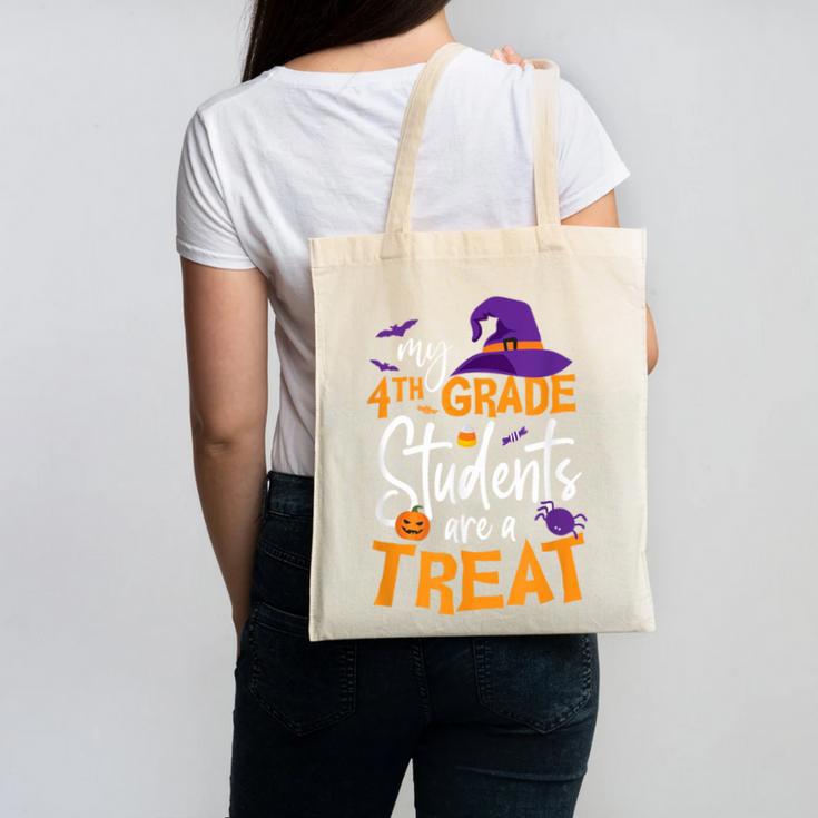 My 4th Grade Students Are a Treat Teacher Halloween Witch For Men Women Kids Canvas Tote Bag