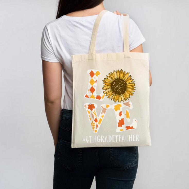 4th Grade Teacher Love Autumn Fall Sunflower Appreciation Canvas Tote Bag