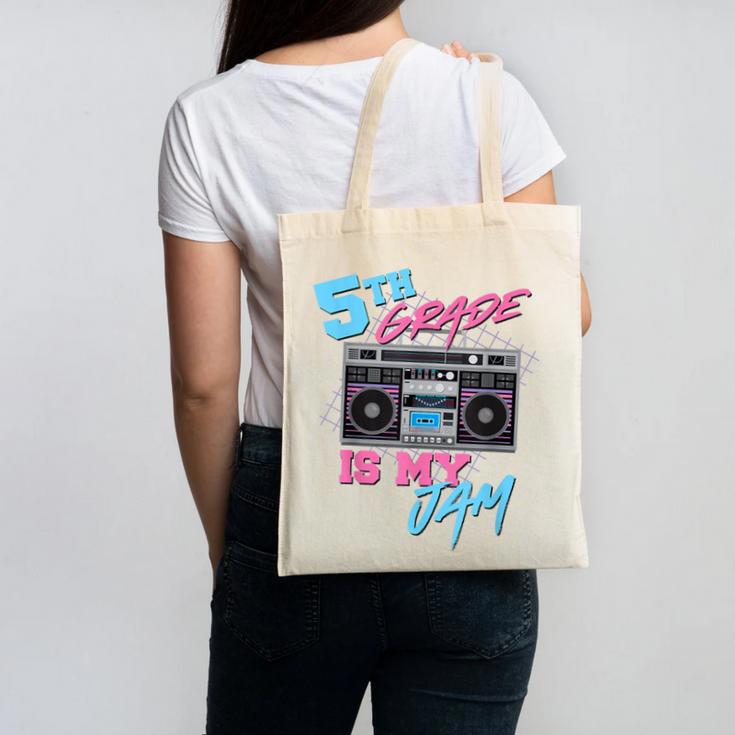 5th Grade Is My Jam Vintage 80s Boombox Teacher Student Canvas Tote Bag