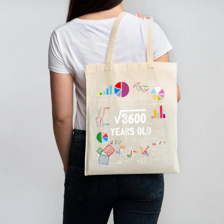 60 Year Old Math Teacher Square Root Of 3600 60th Birthday Canvas Tote Bag
