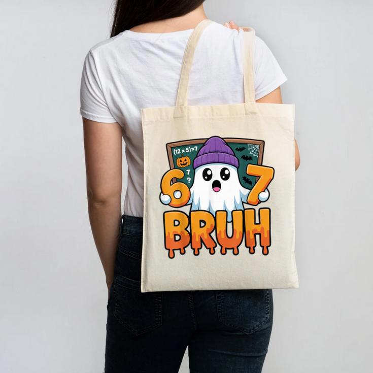 67 Teacher Ghost Six Seven Meme Math Equation Bruh Halloween Canvas Tote Bag