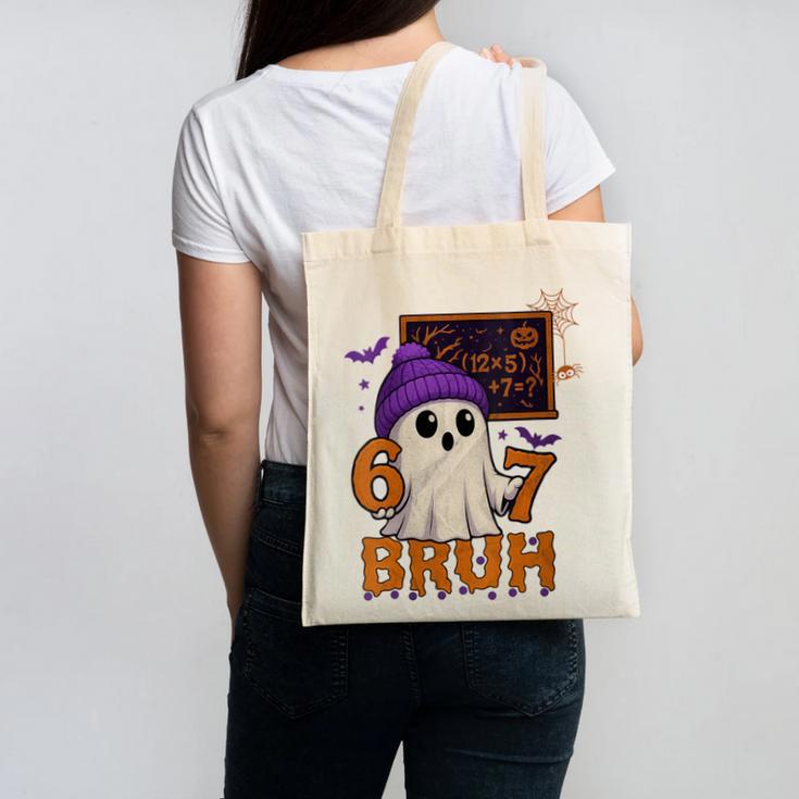 67 Teacher Halloween Ghost Six Seven Meme Math Equation Bruh Canvas Tote Bag