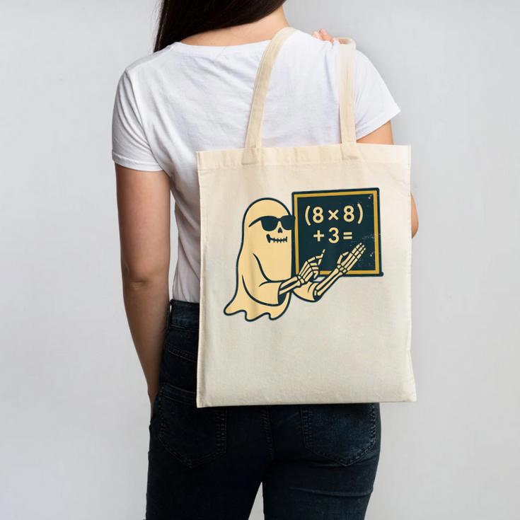 67 Teacher Halloween Skeleton Ghost Six Seven Meme Math Canvas Tote Bag