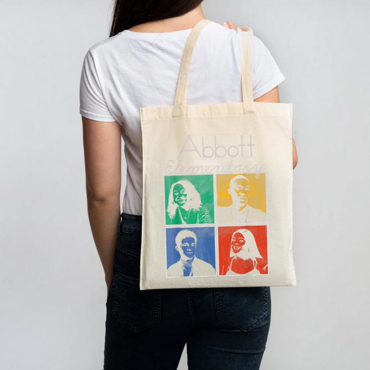 Abbott Elementary Colorful Pop Art Teachers TV Show Canvas Tote Bag