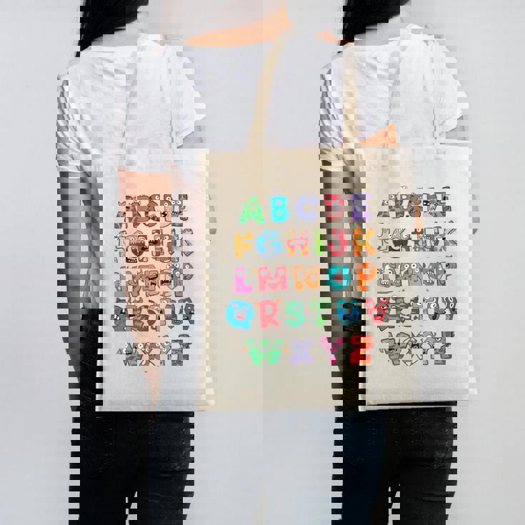 ABC Cute Monster Alphabet Halloween Teacher Costume Kids Canvas Tote Bag