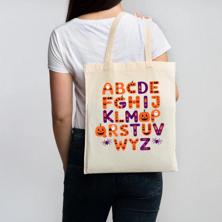 ABCs Learning Kindergarten Teacher Halloween Alphabet Canvas Tote Bag