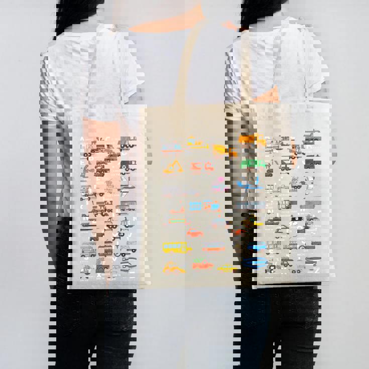 Alphabet Vehicles ABCs Learning Teachers Kids Boys Girls Canvas Tote Bag