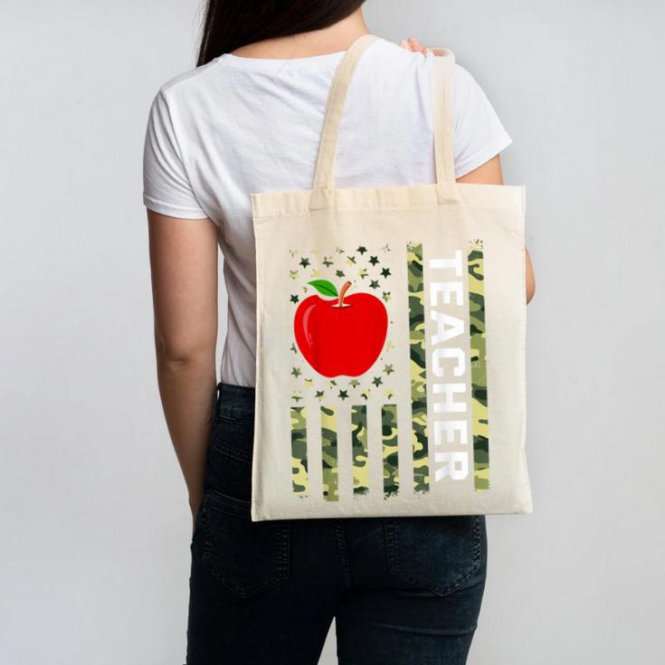 American Flag Camouflage Teacher Patriotic 4th Of July Canvas Tote Bag