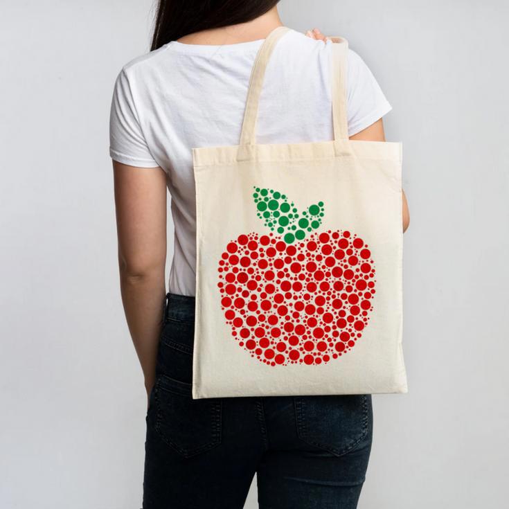 Apple Dot Pattern Art Teacher Appreciation Men Women Humor Canvas Tote Bag