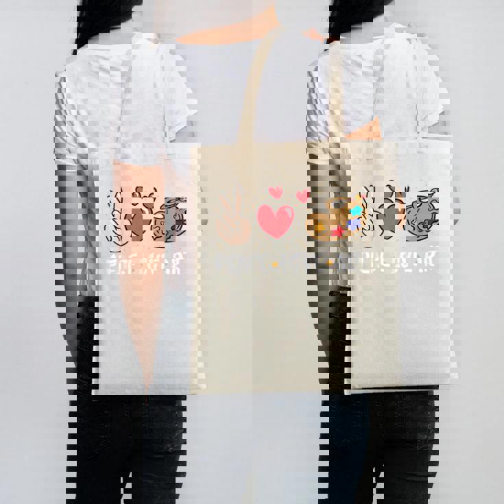 Art Teacher Peace Love Art For Artists And Painters Canvas Tote Bag