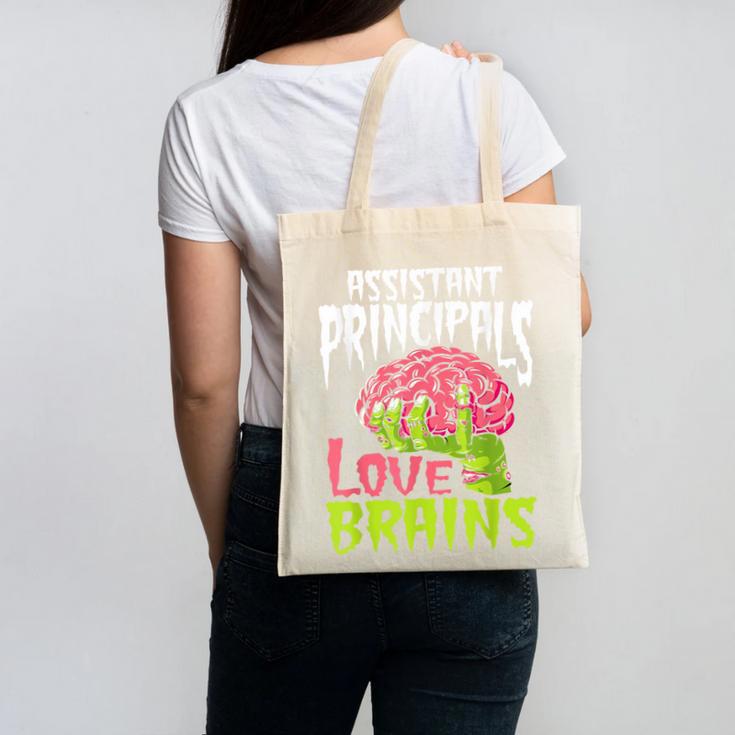 Assistant Principals Love Brains Zombie Teacher Halloween Canvas Tote Bag