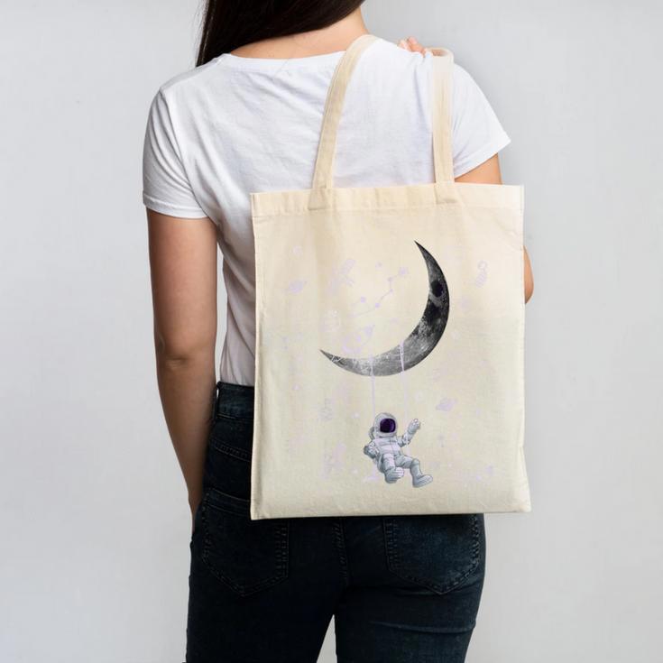 Astronaut Purple Moon Swing NASA Space Science Teacher Canvas Tote Bag