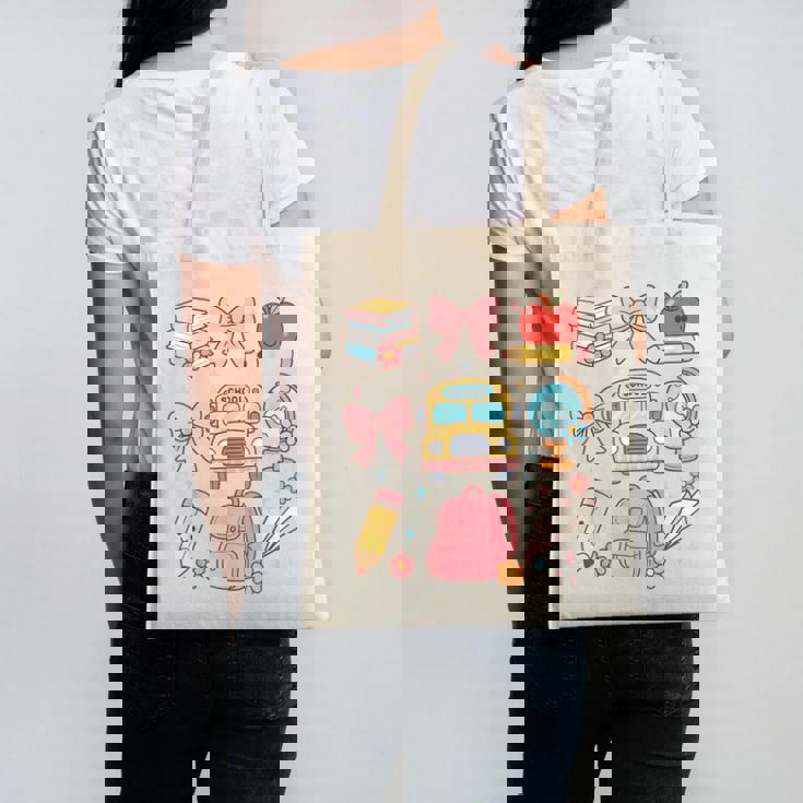 Back To School Coquette Teacher Women Girl Kindergarten PreK Canvas Tote Bag