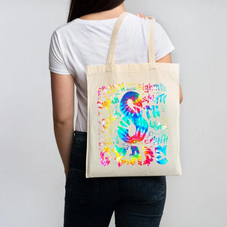 Back To School Eighth 8th Grade Tie Dye Typography Teacher Canvas Tote Bag