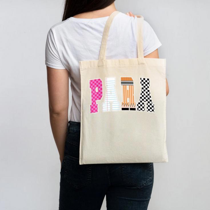 Back To School Teacher Para Preppy Checkered Para Life Canvas Tote Bag