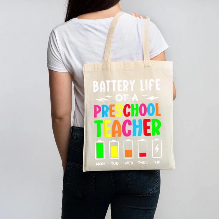 Battery Life Of a Preschool School Teacher School Week Canvas Tote Bag