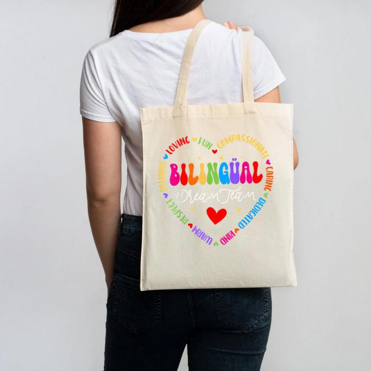 Bilingues Dream Team Dual Language Bilingual Crew Teacher Canvas Tote Bag