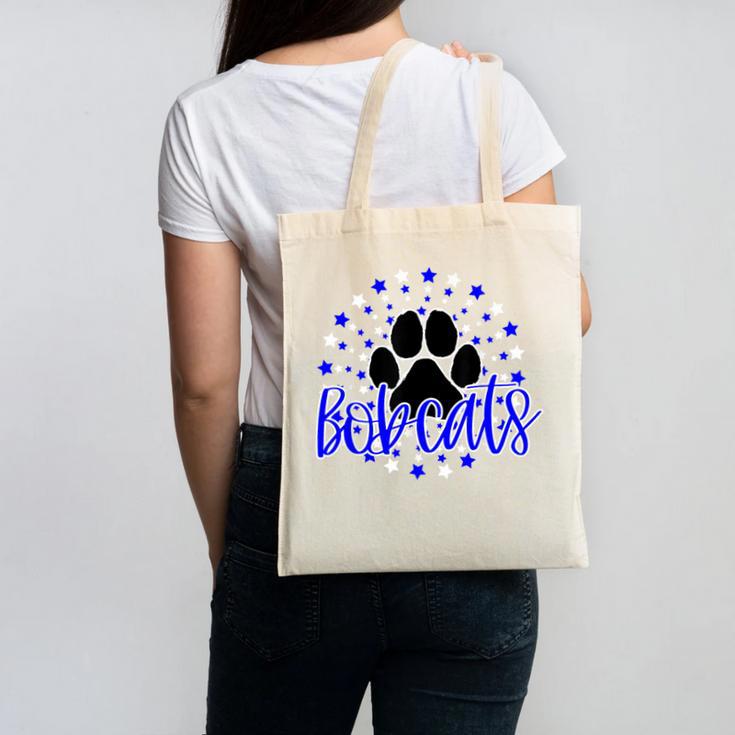 Blue Bobcats School Spirit Coquette Bow Mascot Teacher Canvas Tote Bag
