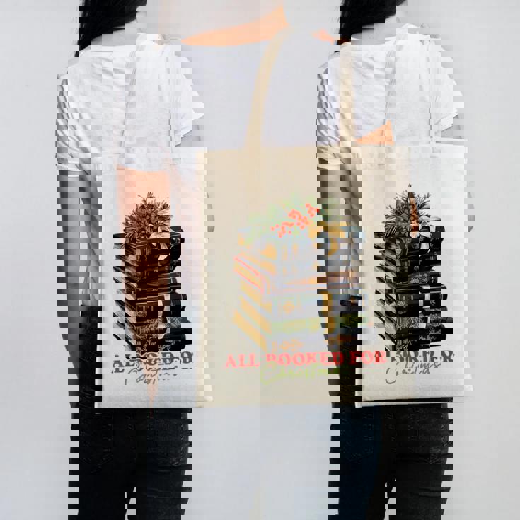 All Booked For Christmas Christmas Book Tree For Teacher For Men Women Kids Canvas Tote Bag