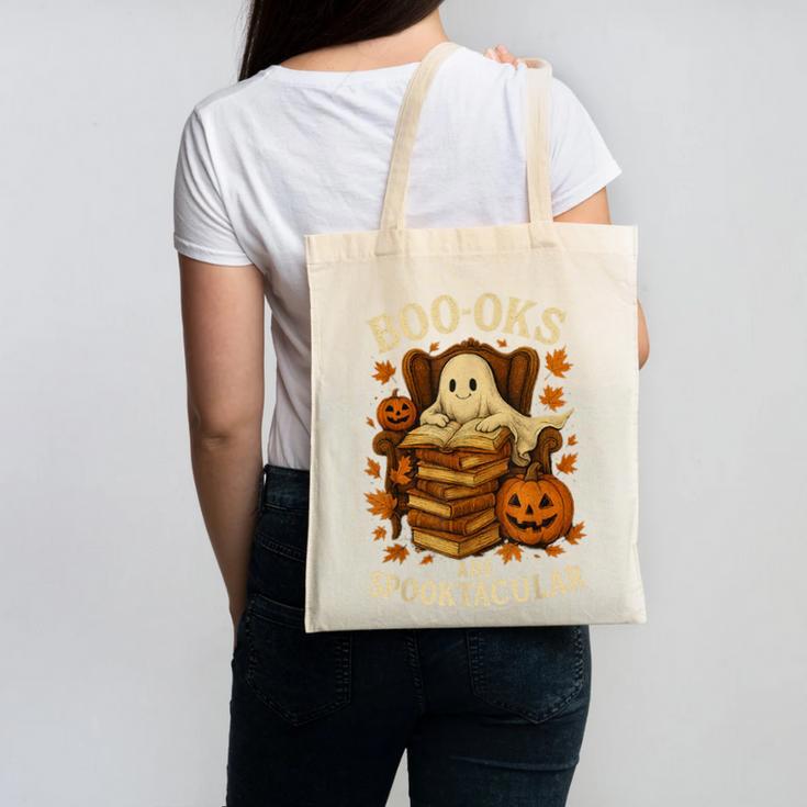 Books Are Spooktacular Ghost Book Reading Halloween Teachers Canvas Tote Bag