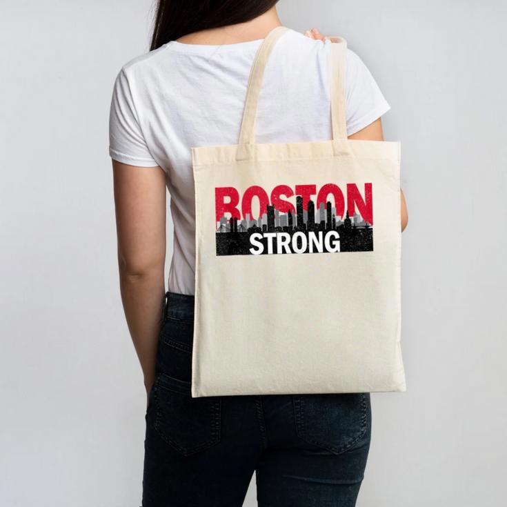 Boston Strong Logo Vintage Boston City Skyline Canvas Tote Bag