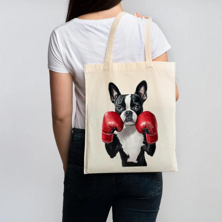 Boston Terrier Boxing Canvas Tote Bag