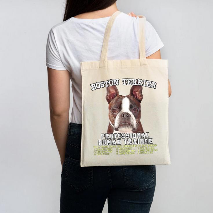 Boston Terrier Brindle Dog Professional Human Trainer Canvas Tote Bag