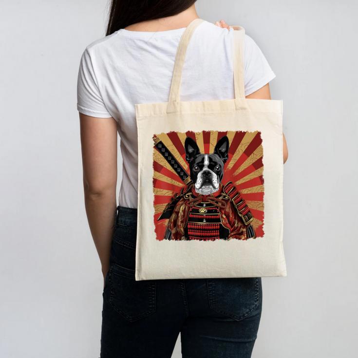 Boston Terrier Dog Japanese Art Samurai Ukiyo-e Canvas Tote Bag